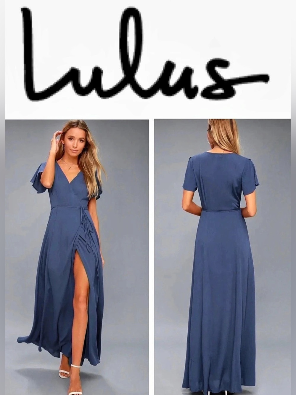 40. Lulus Evolve Slate Blue Wrap Maxi Dress Blue Medium